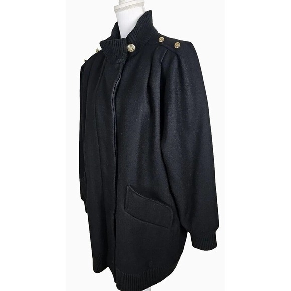 VTG. Hunt Club ~Woman Size12 Petite~ Black Wool Blend Jacket Coat. - Picture 10 of 12